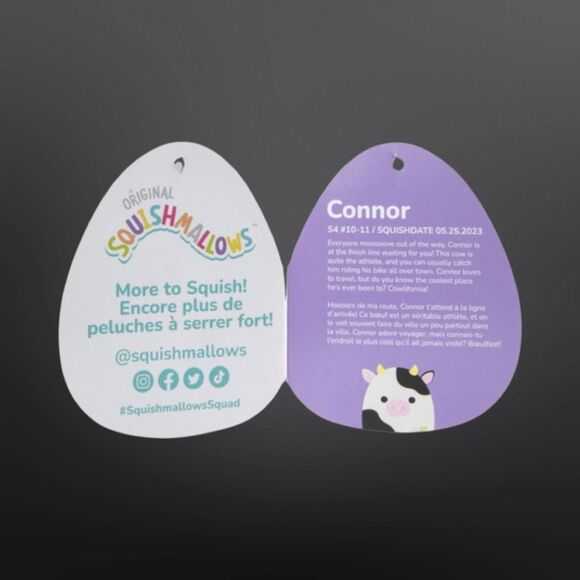 NWT Squishmallow Easter Squad 2024 Connor the Cow Shirt 4.5” - Picture 3 of 4
